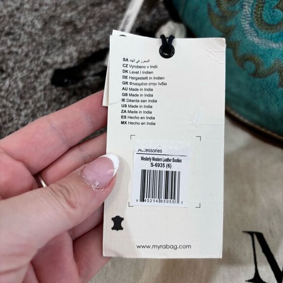 Mayra WESTERLY WESTERN LEATHER BOOTIES NEW in Bag Size 6 Turquoise - Picture 7 of 16